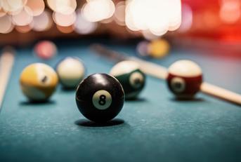 8 ball on a pool table