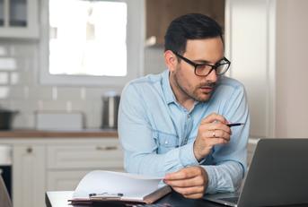 Accountant work from home on a laptop