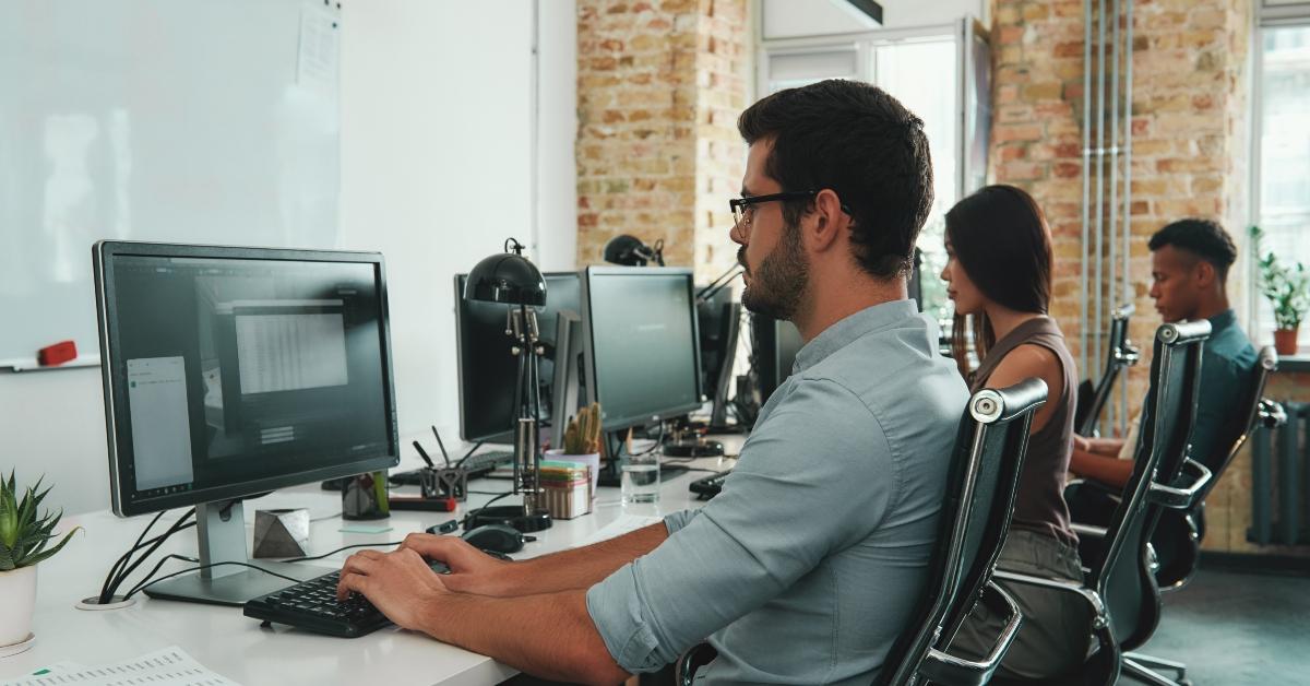 Employee working on computer