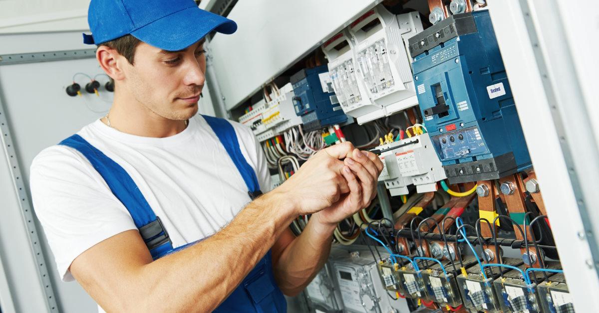 electrician working on electric connections