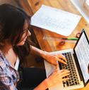female student working on laptop