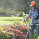 landscaper working on yard