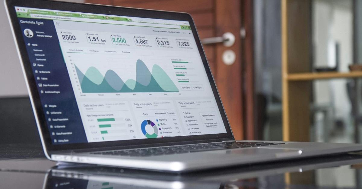 laptop with budget estimate graphs