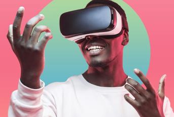 a man wearing a virtual headset