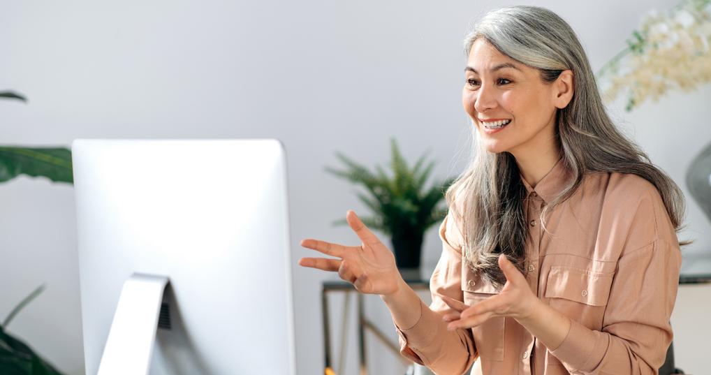 A woman on a laptop