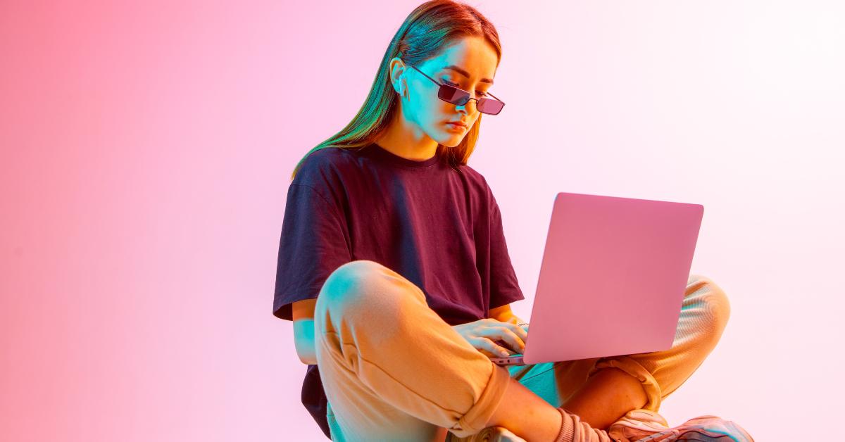 modern girl with laptop