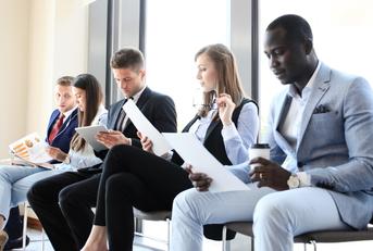 multi ethnic candidates waiting for interview