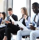 multi ethnic candidates waiting for interview
