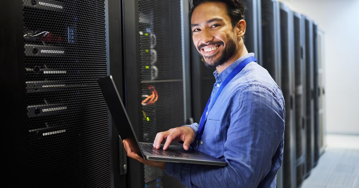 person on laptop internet upgrade