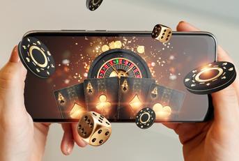 smartphone with playing cards