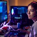 teenage girl wearing headset