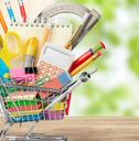 school supplies in miniature trolley