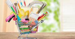 school supplies in miniature trolley
