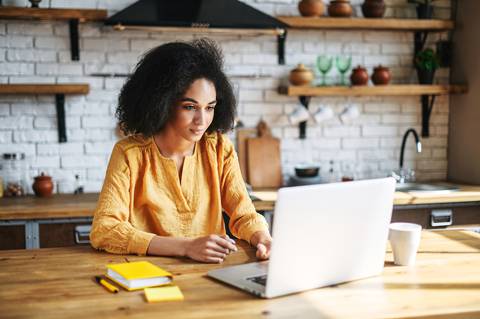 Woman looking at her finances