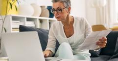 A woman researching debt inheritance