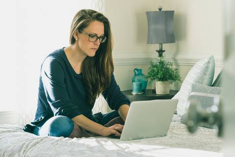 Woman working on laptop