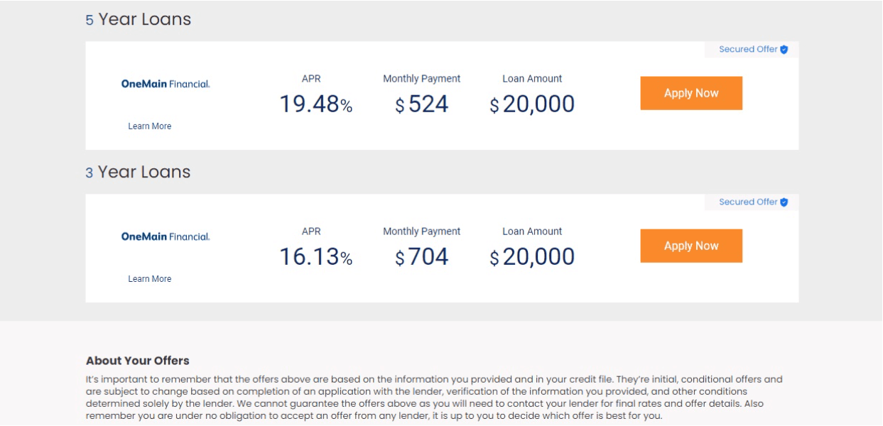 AmONE Loan options.