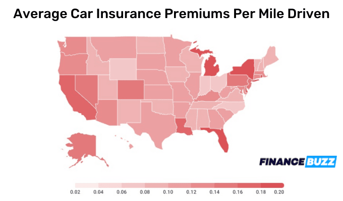 average car insurance premiums per mile driven in each state