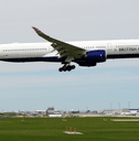 A British Airways plane lifts off the runway.