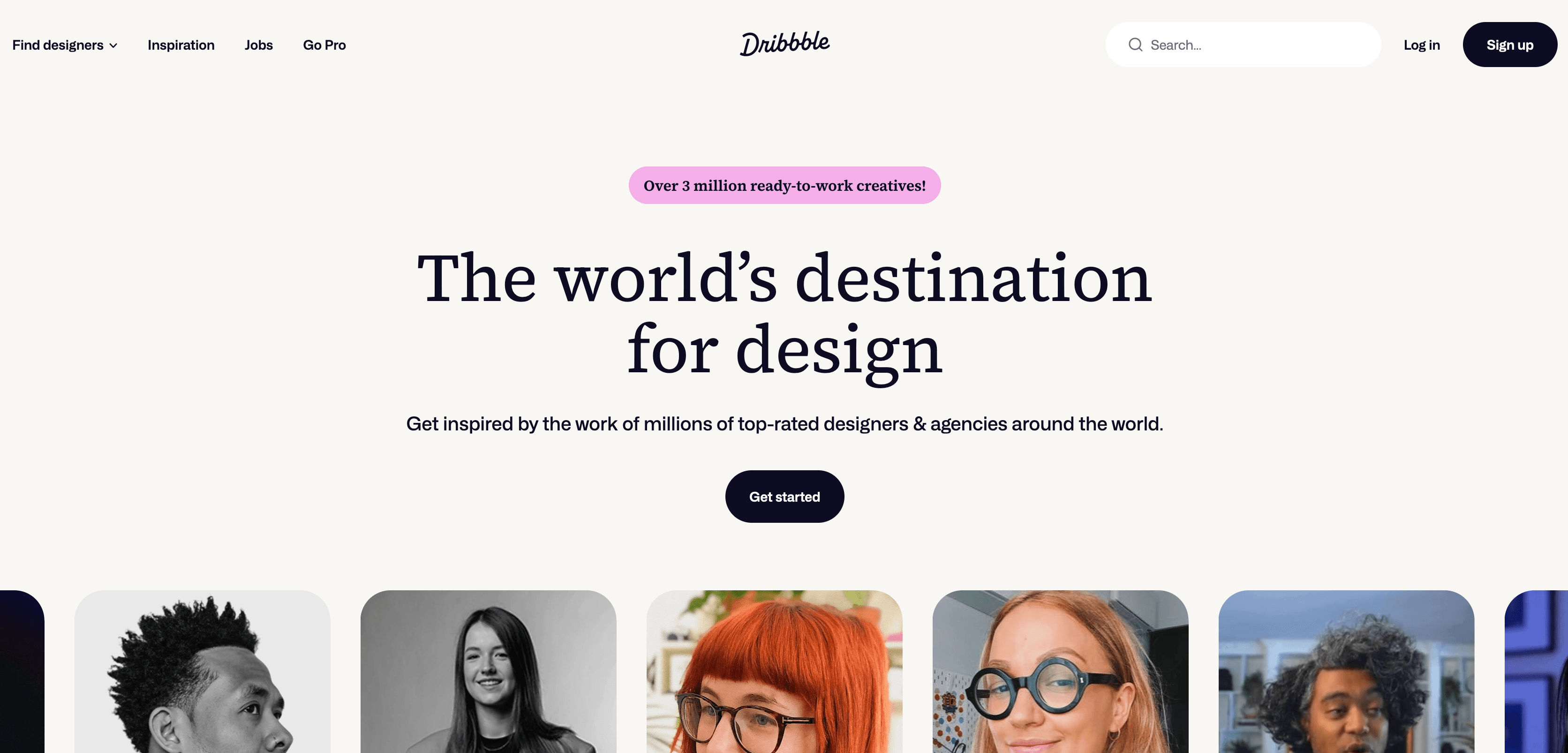 Dribble home page.