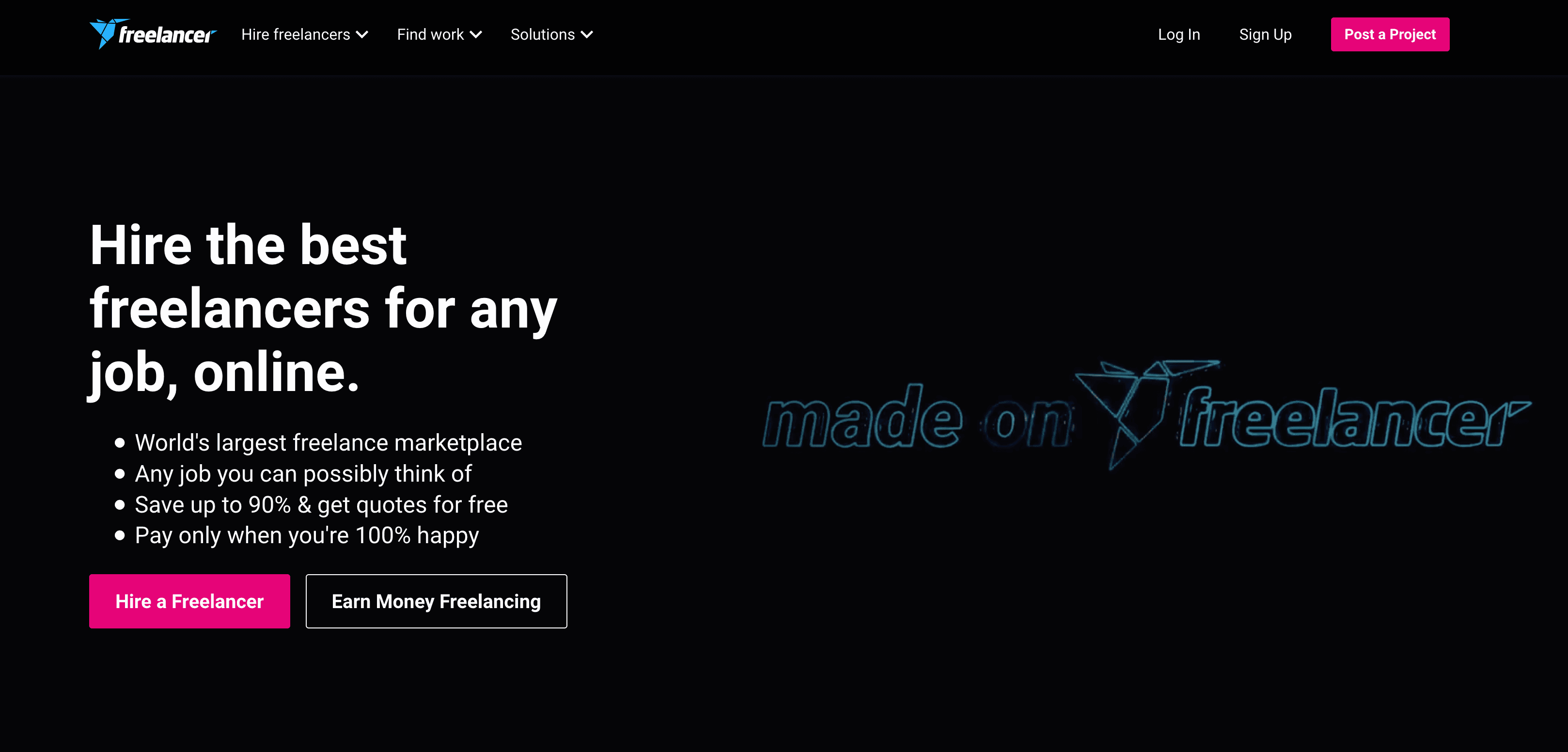 Freelancer home page.