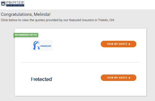 Provide Insurance second landing page